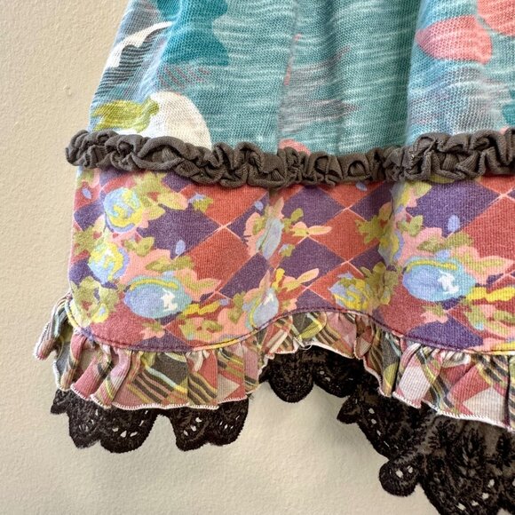 MATILDA JANE Wrap Dress Girls 2T 2 Aqua Floral & Plaid With Red Bow Accent - Picture 5 of 8